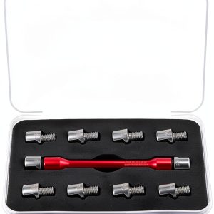 QWORK Bike Spoke Wrench Set Red Hex 10pc-0