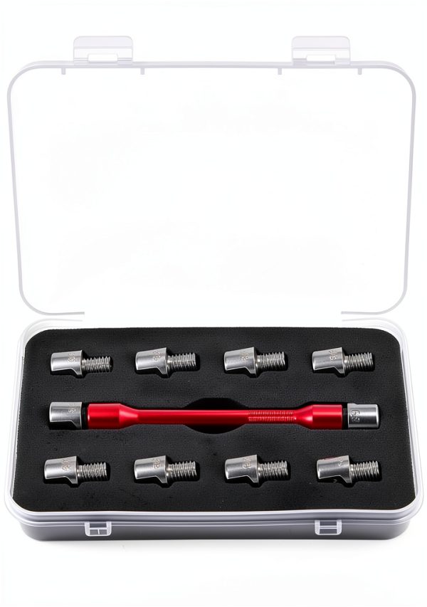 QWORK Bike Spoke Wrench Set Red Hex 10pc-0