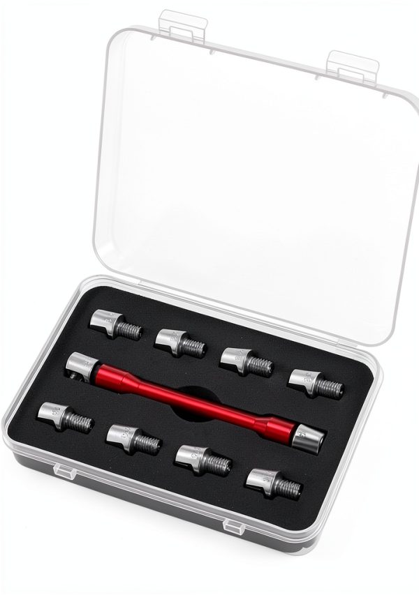 QWORK Bike Spoke Wrench Set Red Hex 10pc-1