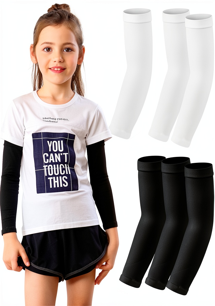 Kids wearing compression arm sleeves during a soccer game