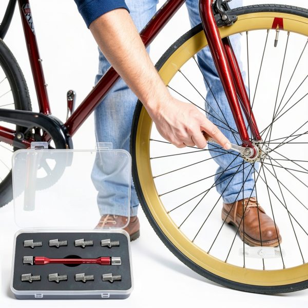 QWORK Bike Spoke Wrench Set Red Hex 10pc-7