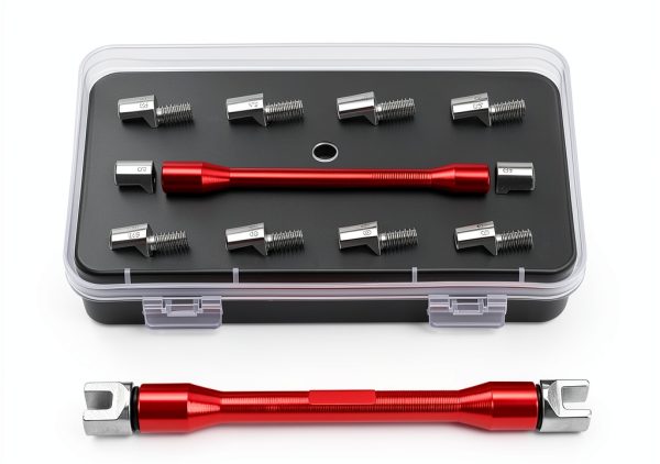 QWORK Bike Spoke Wrench Set Red Hex 10pc-5