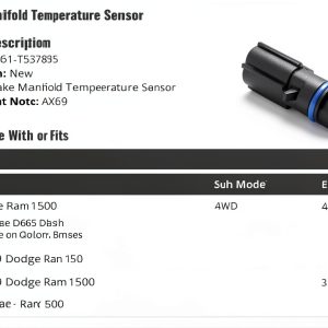 Intake Manifold Temperature Sensor Marketplace Auto Parts Accuracy-0